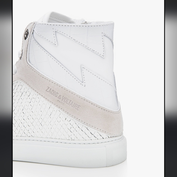 New!! Zadig & Voltaire, High Flash Keith Sneakers, Blanc(White), Size 38 - NIB - Picture 3 of 14
